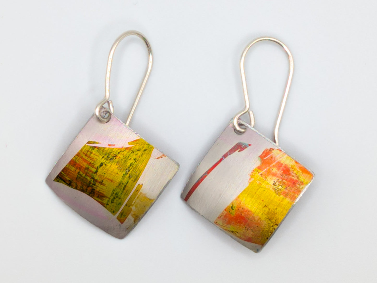 Yellow square earrings