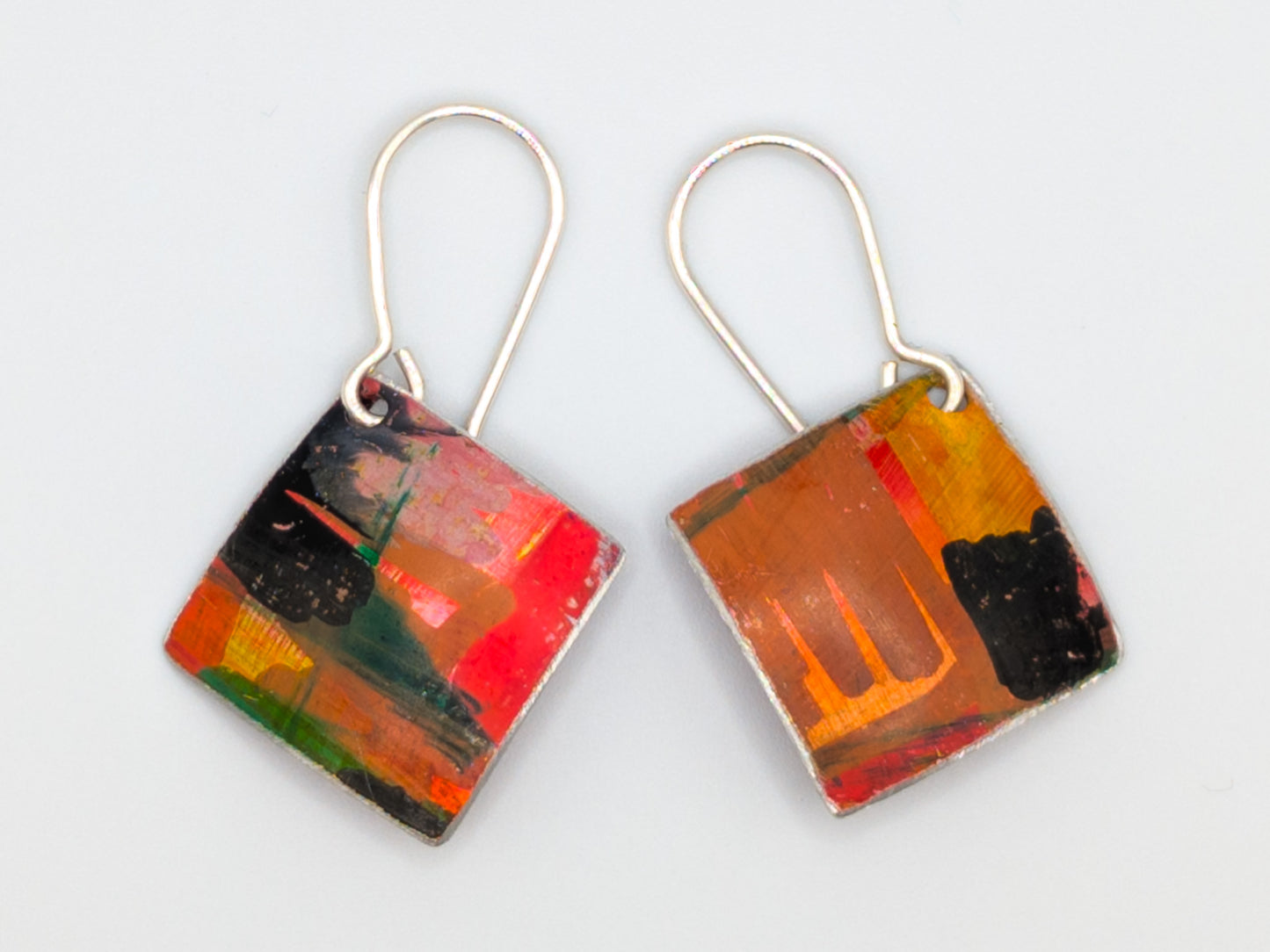 Mixed colour square earrings